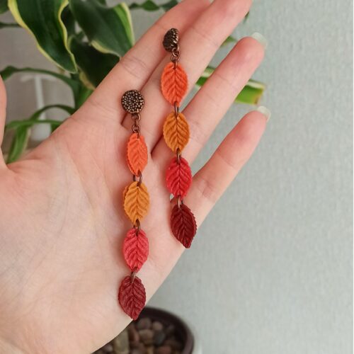 FALL LEAF EARRINGS | Autumn Earrings |  Long Leaf Earrings | Fall foliage earrings | Fall colors earrings | Woodland earrings | Nickel Free