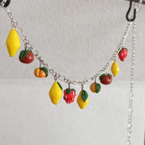 Hand Painted Fruit Necklace: Polymer Clay Charm, charm silver jewelry